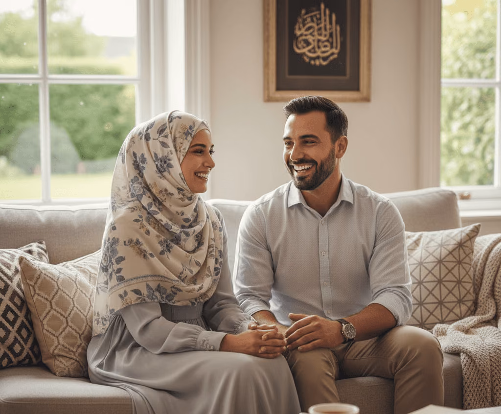 muslim couple sitting